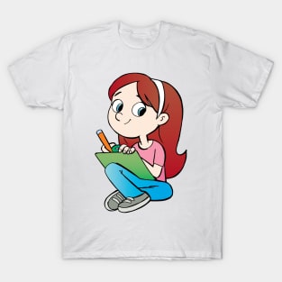 girl draws with a board on her knees T-Shirt